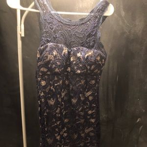 Blue lace mini dress